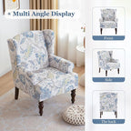 HUIMO Printed Wingback Accent Chair, Linen Upholstered High Back Armchair - Image 8