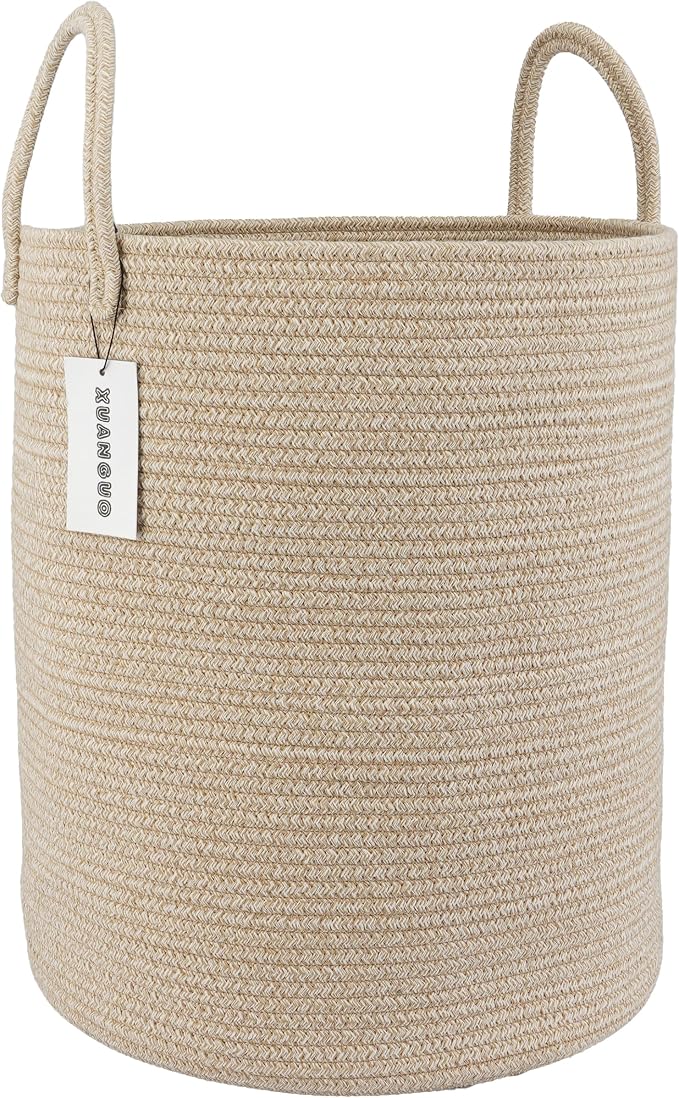 XUANGUO Cotton Rope Laundry Basket Hamper by XUANGUO