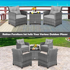 Tangkula 3 Pieces Patio Furniture Set, Outdoor PE Rattan Conversation Chair Set - Image 5