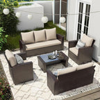 Wisteria Lane 5 Piece Outdoor Patio Furniture Sets, Wicker Conversation Set by WisteriaLane