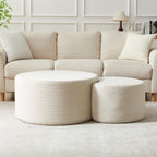 49.7'' Foam Round Nesting Coffee Table Set of 2, Modern Upholstered Side End - Image 7