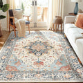 RELEANY Washable Area Rug, Water Repellent, Pet Friendly, Vintage Floral Boho by RELEANY