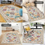 HEBE Area Rug for Entryway 3'x5', Washable Non Slip Boho Bedroom Rug | Soft - Image 5