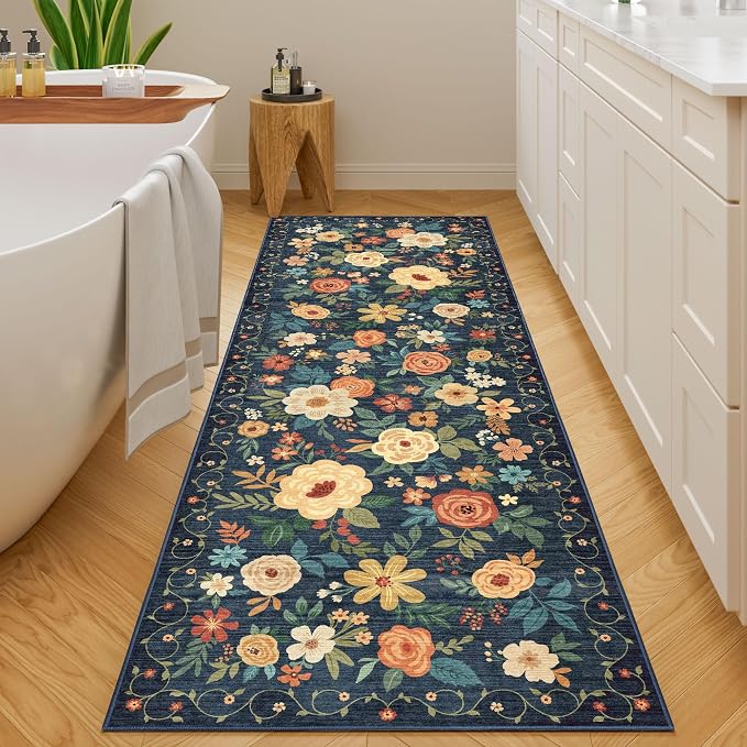 DUKINO 2x6 Runner Rug for Hallway Washable Kitchen Rugs Non Slip, Floral Indoor - Image 4