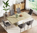 Henf 63"-79" Dining Table Set for 6, 7 Pieces Extendable Dining Table and 6 - Image 2