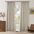 Memory Trained Pinch Pleated 100% Blackout Linen 86 Inch Curtains Oatmeal | by Twodrapes