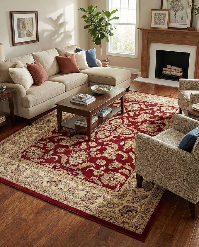 Rugs.com Aditi Collection Rug – 10x14 Red Medium-Pile Rug Perfect by Rugscom