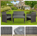 JAMFLY 4 Piece Outdoor Patio Furniture Set, Outdoor Wicker Rattan Chairs - Image 6