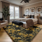 Amdrebio Black Gold Grey Fluffy Area Rug 5x7 - Image 3