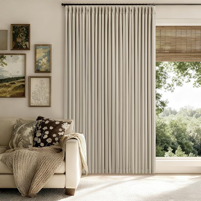 Oatmeal Beige 70 Inch Extra Wide 100% Blackout Curtain 96 Inches Long | Pinch - Image 8