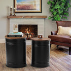 Rustic Storage Ottoman Seat Stool, Farmhouse Accent Side Table, Antique - Image 2