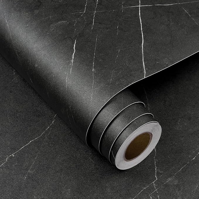 FunStick 24"x200" Matte Black Marble Contact Paper - Image 7