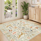DUKINO 4x4 Square Area Rug, Washable Animal Rug by DUKINO