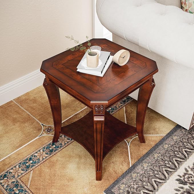 Traditional Distressed Farmhouse Style Coffee Table Set, 2-Piece Solid Wood - Image 5