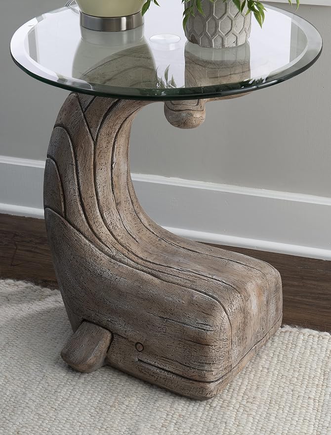 Powell Peabody Whale Brown Driftwood Accent Table - Image 7