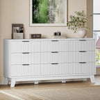 BORNOON 63" Long Dresser for Bedroom, 9-Drawer Fluted Dresser, Extra-Wide Wood by BORNOON