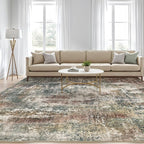 LOONGRUG 6x9 Area Rugs Washable Neutral Modern Living Room Rug Green Red | - Image 5