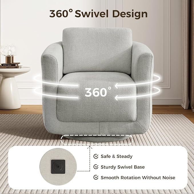 Swivel Accent Chair, 360° Barrel Swivel Lounge Seat - Image 8