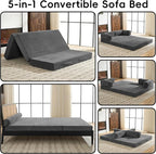 5-in-1 Convertible Sofa Bed, Corduroy Futon Couch Sleeper - Image 3