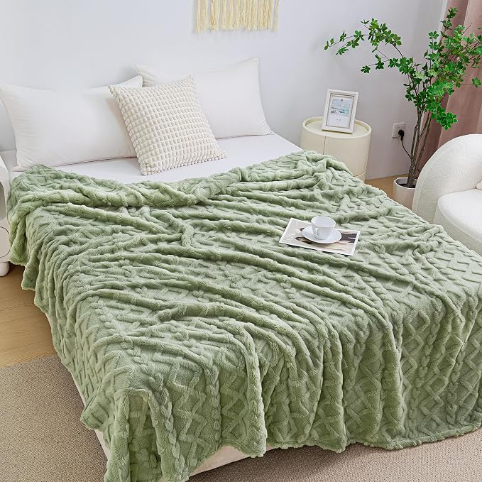 Aganear Fleece Throw Blanket for Couch Sofa 60"x80" Sage Green | Lightweight - Image 5