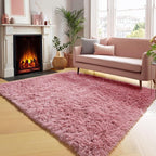 Blush Area Rugs for Bedroom Living Room, Fluffy Fuzzy Shag Shaggy 4x6 Bedside by ONASAR
