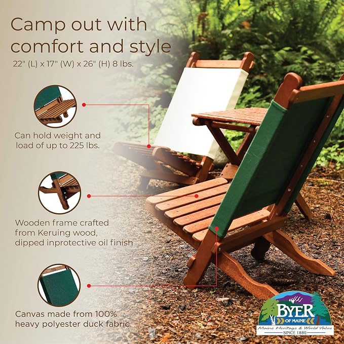 BYER OF MAINE Pangean Lounger Chair – Portable, Lightweight, Foldable Wood and - Image 4