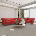 ORRD 2 Piece Living Room Set, Chesterfield Leather Sofa Loveseat Couch Chair by ORRD