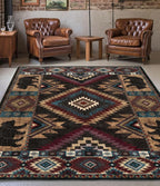 Rustic Cabin Area Rug for Bedroom 5x7, Machine Washable Lodge Bear Rug - Image 3