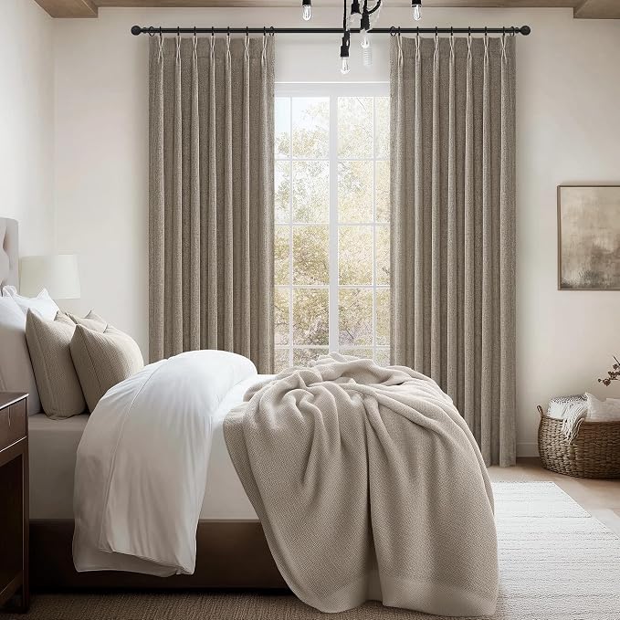 Dark Tan Soft Semi Sheer 102 Inch Long Curtains 2 Panels Set - Image 7