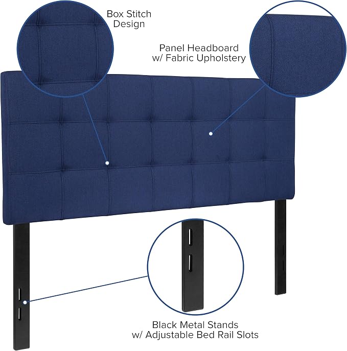Flash Furniture Bedford Tufted Upholstered Full Size Headboard in Navy Fabric - Image 5