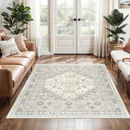 3x5 Washable Area Rug for Entryway Non Slip Kitchen Rugs, Floral Soft Living - Image 3