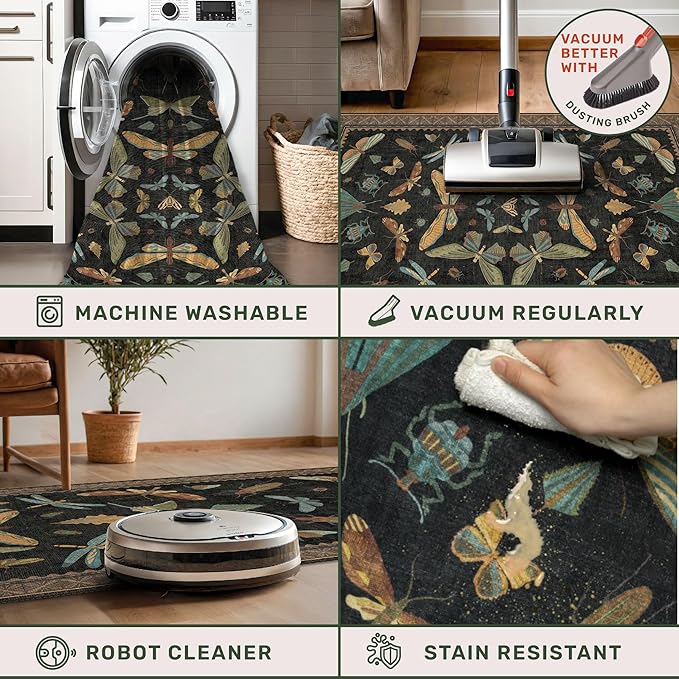 Dark 6x8 Insect Area Rug for Living Room - Image 4