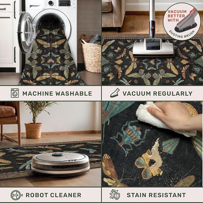 2x6 Black Entryway Runner Rugs Washable Non Slip Runners - Image 4