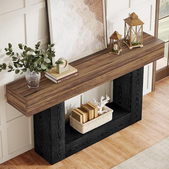 Tribesigns 63-Inch Long Console Table, 2-Tier Entryway Table Sofa Table - Image 7