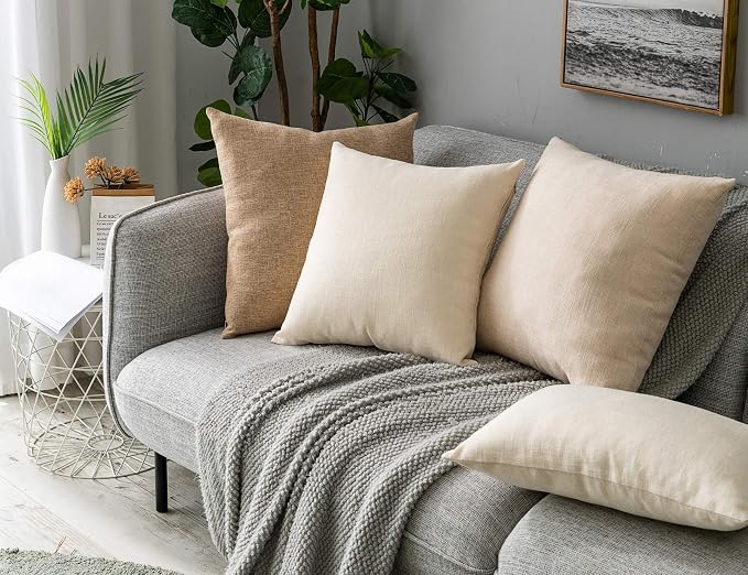 Stellhome Rectangle Burlap Throw Pillow Covers Solid Farmhouse Linen Pillowcase - Image 7