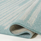 JONATHAN Y Khalil Modern Berber Stripe Turquoise/Cream Indoor Area Rug - Image 7