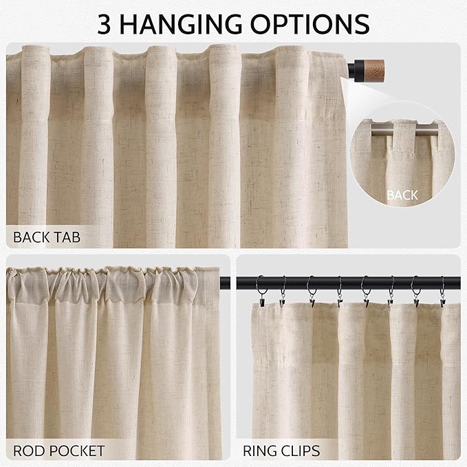 Grey Flax Curtains 63 Inch Length - Image 2