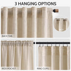Grey Flax Linen Curtains 72 Inches Long - Image 2