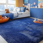Fluffy Navy Rugs for Bedroom 4x6 Ft Soft Shaggy Blue Carpet for Living Room | - Image 8