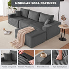 Weture 107" Modular Sectional Sofa, L-Shaped Boneless Couch - Image 6
