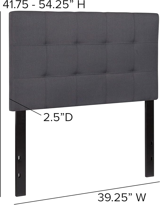 Flash Furniture Bedford Tufted Upholstered Twin Size Headboard in Dark Gray - Image 2