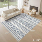 cotiled Boho 9x12 Area Rug for Living Room: Large Moroccan Washable Rug | Solve - Image 9