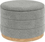 Round Storage Ottoman with Tray Lid, Folding Chenille Fabric Footrest with by ZOLANOful