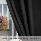 Pitalk Black Linen Curtains 63 Inch Length - Image 4