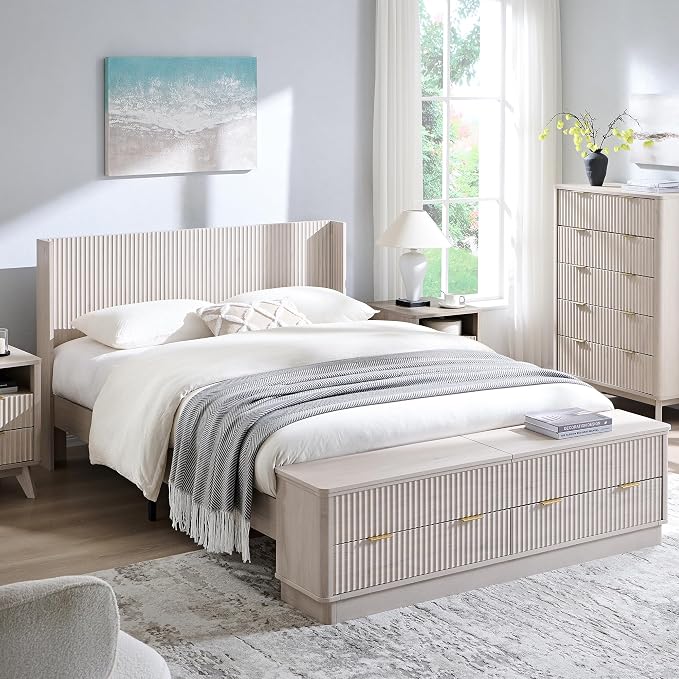 T4TREAM Fluted Queen Size Bed Frame by T4TREAMFurniture