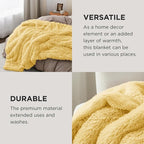 Bedsure GentleSoft Fluffy Yellow Blankets Queen Size - Image 4