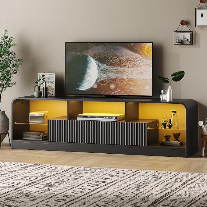 TV Stand for 60/65/70 Inch TVs, Modern Curved TV Console - Image 4
