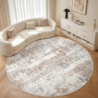 LOONGRUG Round Rug 7x7 Washable Large Neutral Modern Area Rugs Brown | Abstract by LOONGRUG