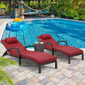 HOMREST Chaise Lounge Chairs Set of 2, PE Rattan Wicker Patio Lounge Chair by HOMREST
