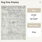 Soalmost Washable Area Rug 8x10 Large Soft Living Room Rugs Light Gray | - Image 3